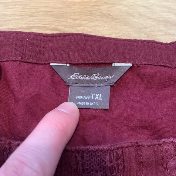 Eddie Bauer 100% Cotton Long Sleeve Crewneck Blouse Maroon Women’s TXL - Picture 2 of 12